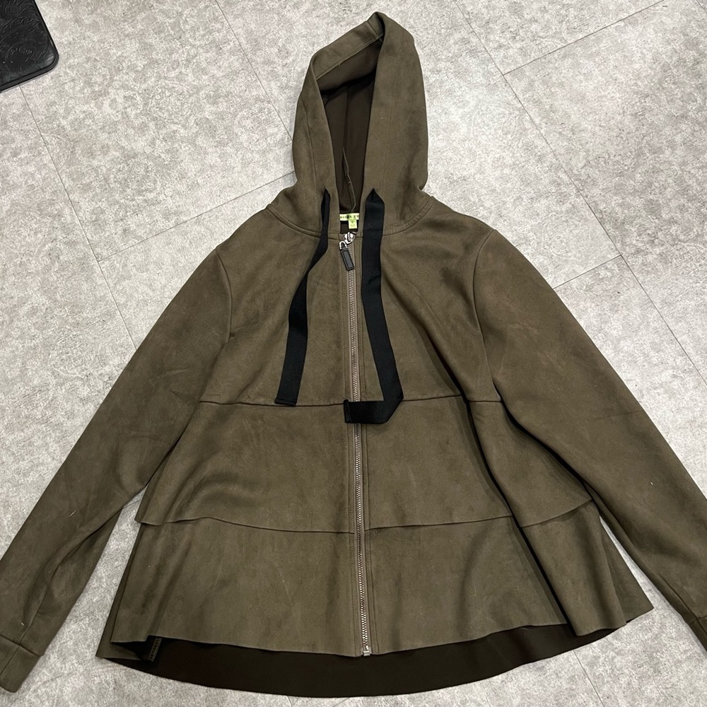 Women's Olive Hooded Tiered Utility Jacket